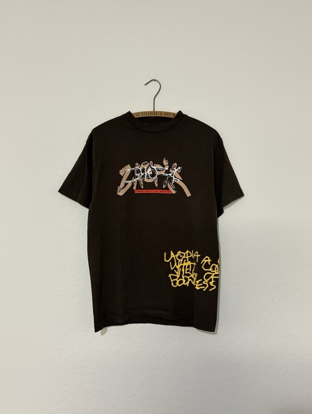 Travis Scott Men's Utopia Double-Sided Graphic T-Shirt Brown Size Medium